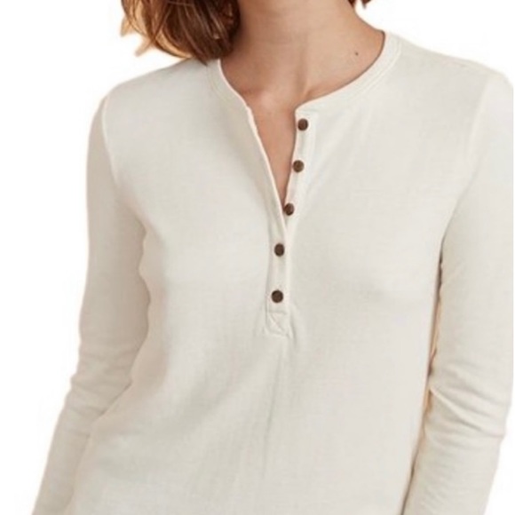Marine Layer DK Henley Blanc de Blanc Long sleeve Tee - Picture 1 of 8